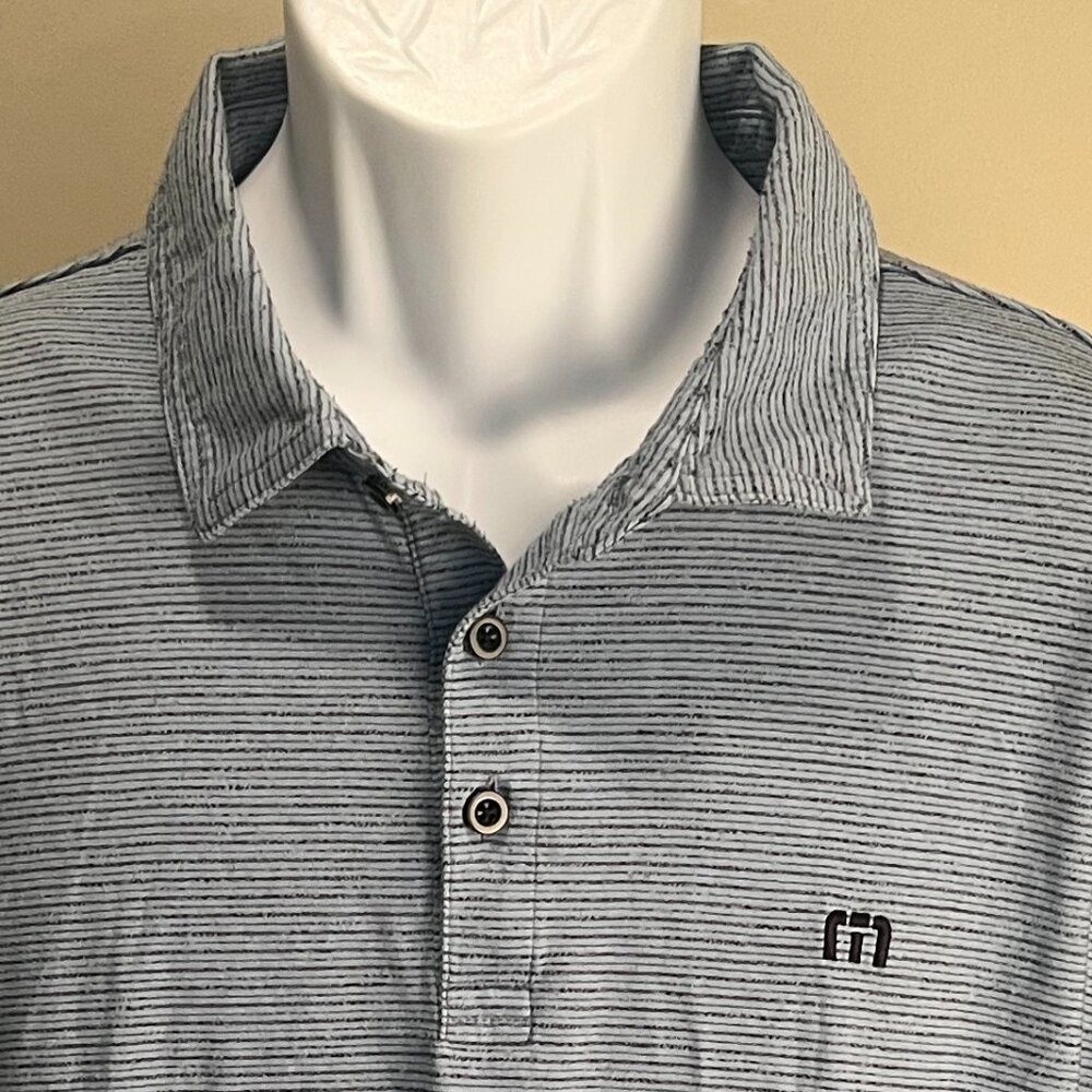 TravisMathew Men’s XL Blue Gray Golf Polo Shirt Performance Fit EUC ⛳️🔥